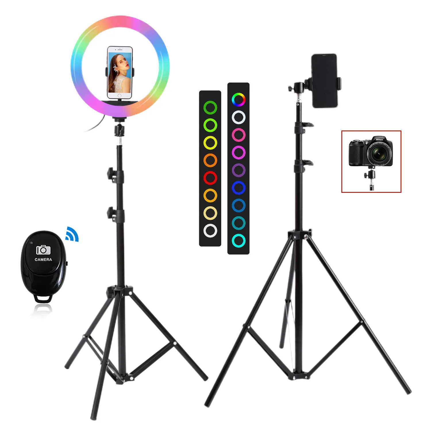 

26cm 33cm RGB Selfie Ring LED Light with Stand Tripod Photography Studio Ring Lamps for Phone TikTok Youtube Makeup Video Vlog