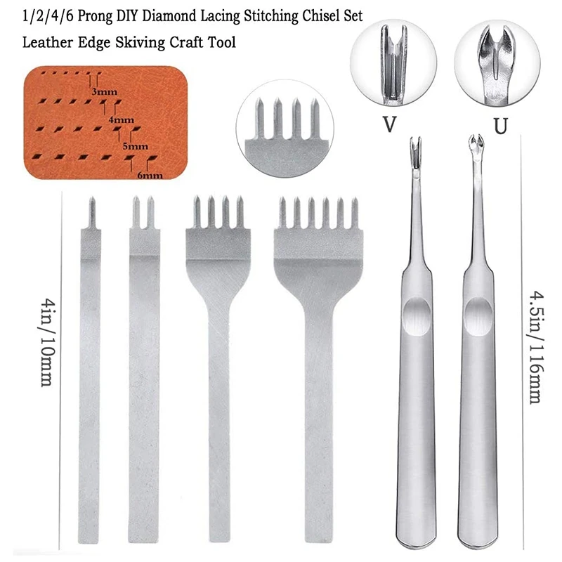 6 шт. 1/2/4/6 зубцов для рукоделия набор резцов обработки кожаных краев инструменты