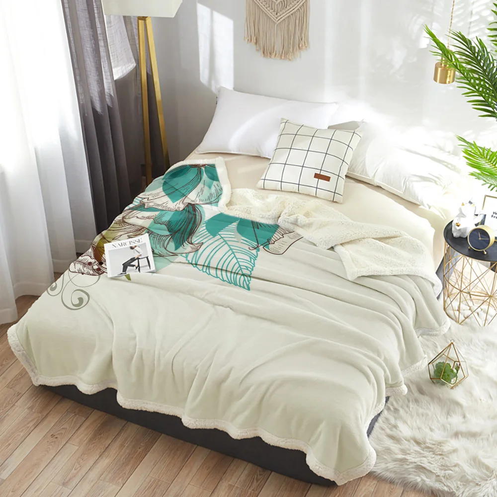 Цветение цветов бирюзовые растения розы одеяло Цветочный флис для детей Девочка