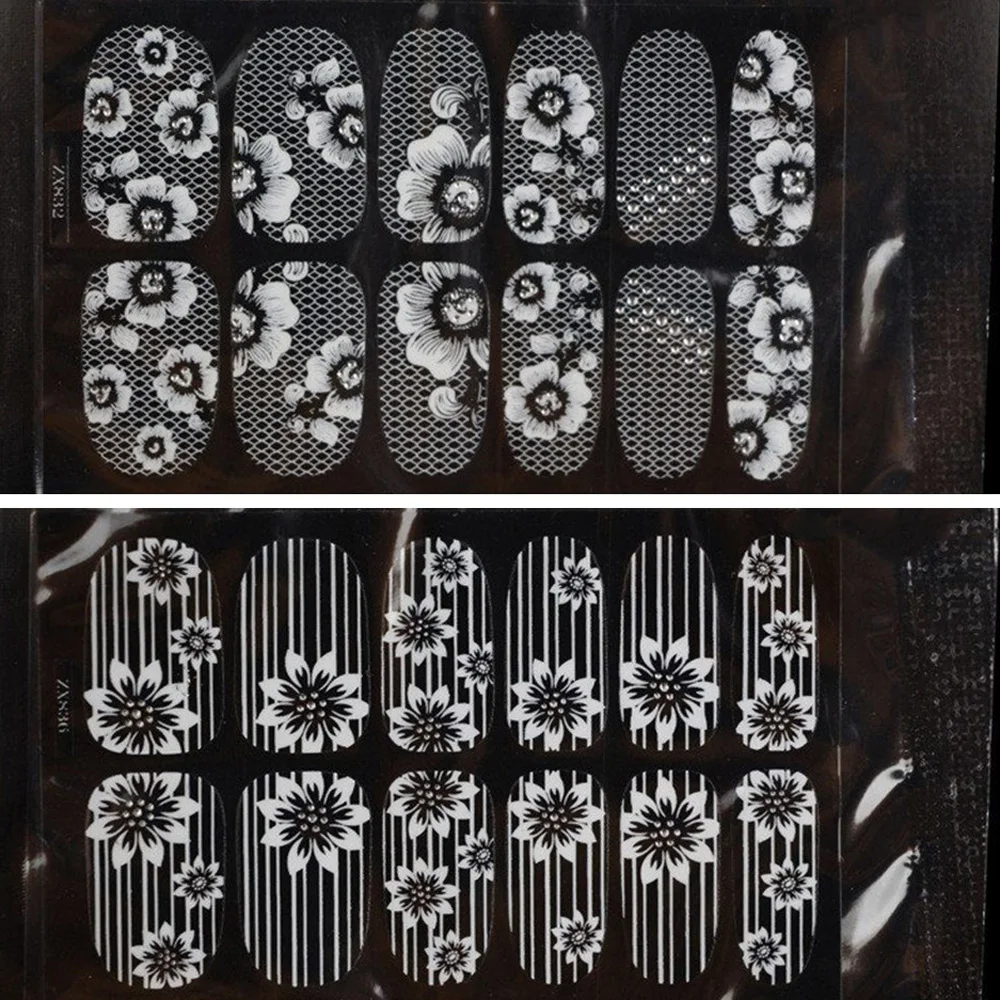 1 лист 3D Цветочные Стразы наклейки для ногтей белая искусственная самоклеящаяся