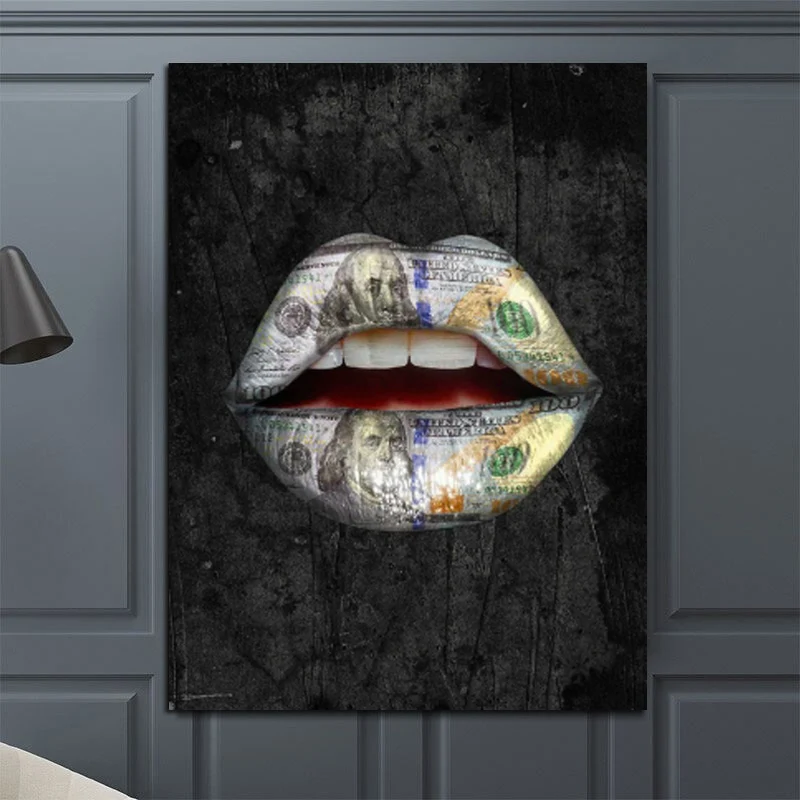 Современные черные сексуальные красные губы с долларами HD плакаты и принты для