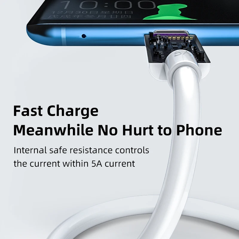5A USB Type C Cable For Samsung S20 S9 S8 Xiaomi Huawei Mobile Phone Fast Charging USB C Cable Wire Quick Type-C Charge Cables