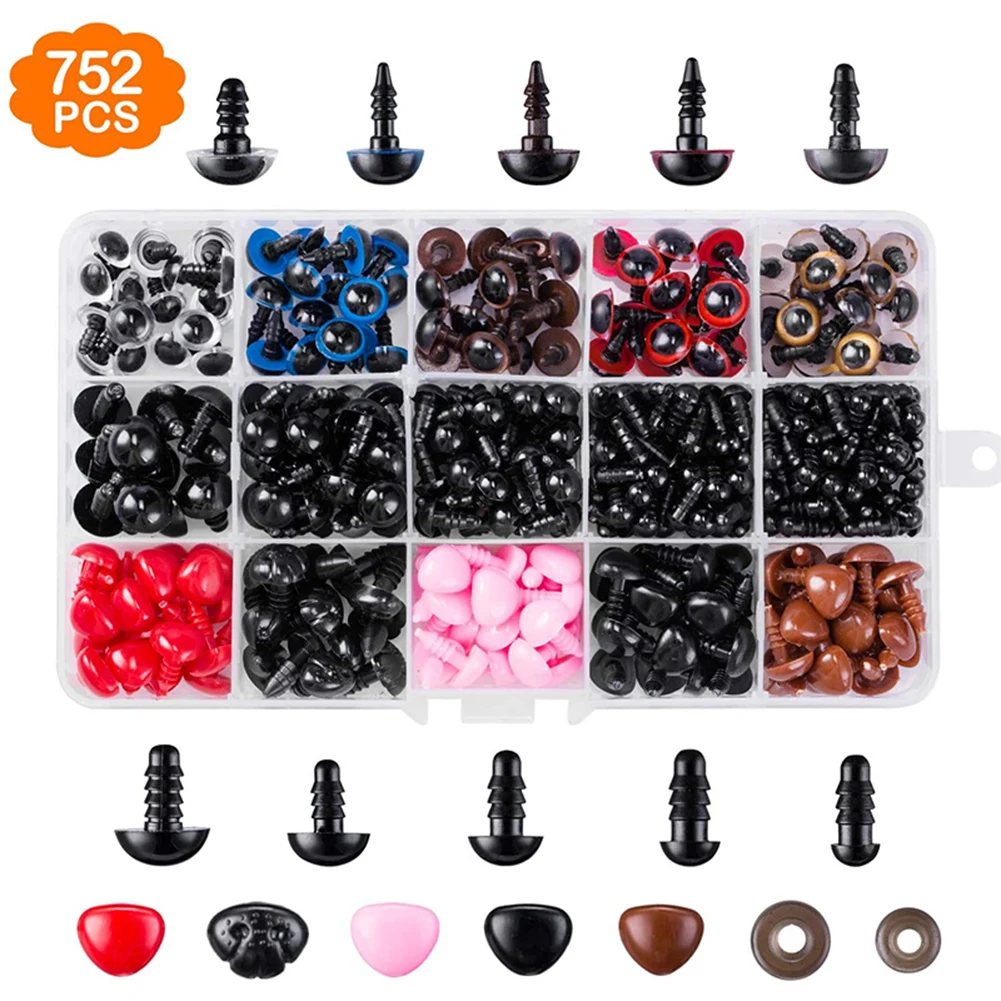 

752 Pcs Doll Eyes Teddy Eyes Plastic DIY Accessories for Plush Toy Bear Crafts FBS889