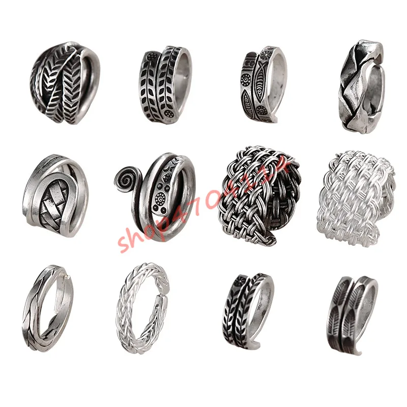

Handcrafted pure silver index finger ring, male and female personality of Taiyin retro style, wide opening, exquisite handicraf