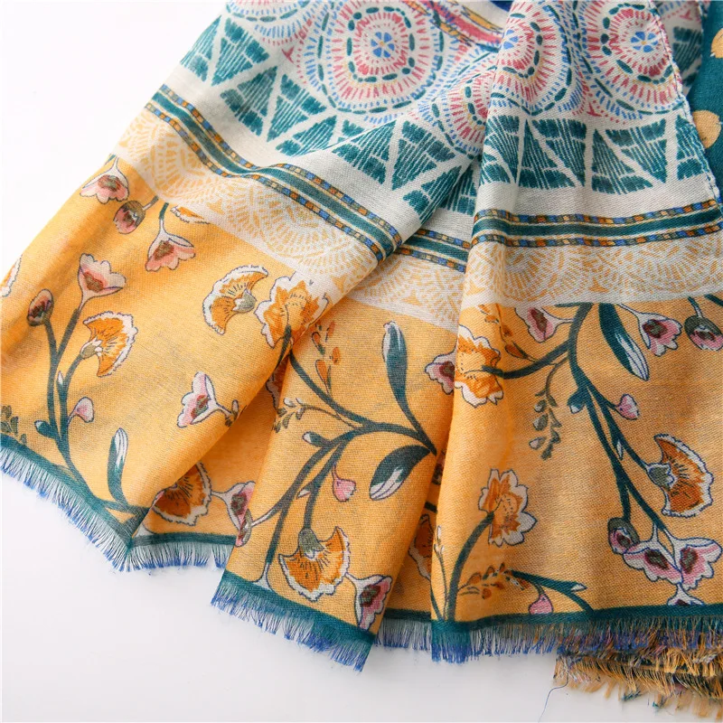 Модная Роскошная брендовая в ацтекском стиле с цветочным принтом и кисточками