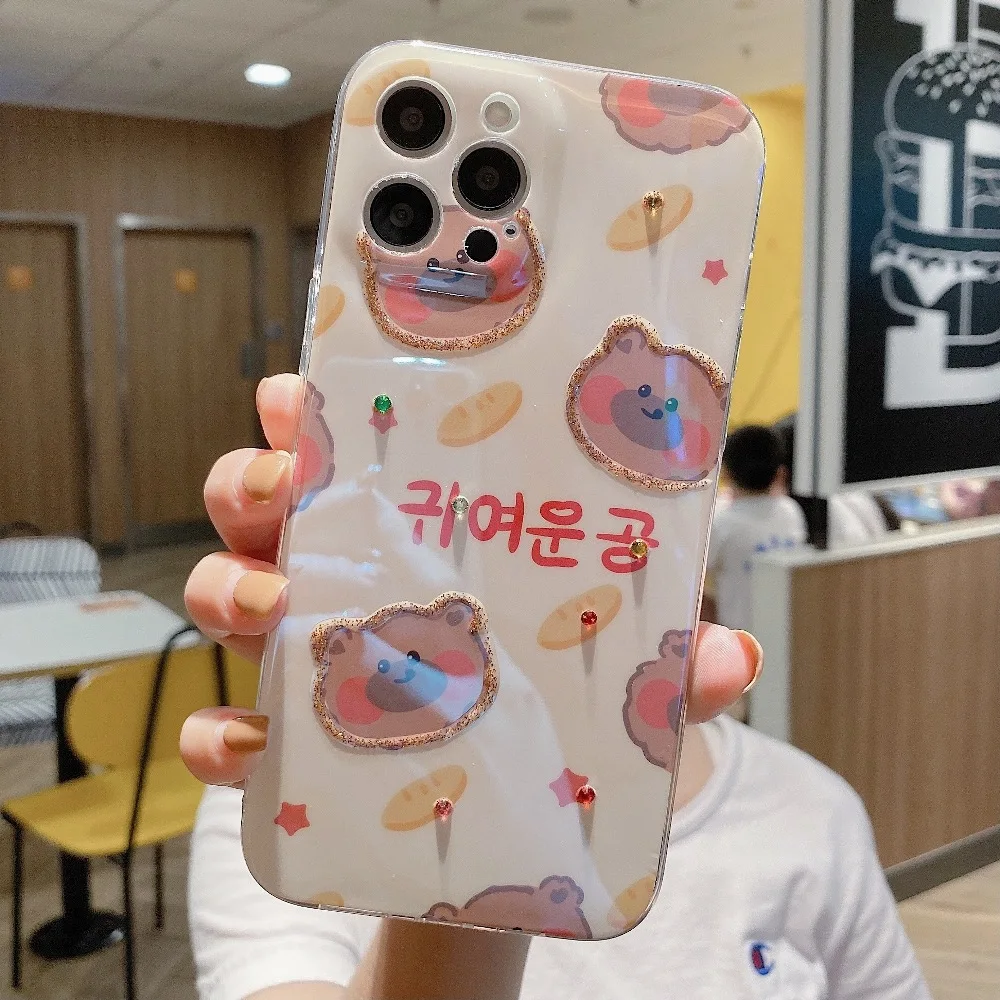 

sumkeymi Cute Bear Blu-ray Soft Silicone TPU Cover Phone Case For iphone 11 Pro Case For iphone 12 Pro 7 8 Plus Pro Max XS XR