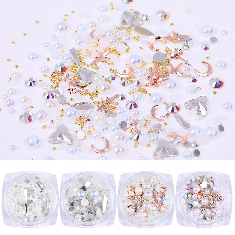 1 коробка голографические Стразы для ногтей смешанный размер гвозди шпильки