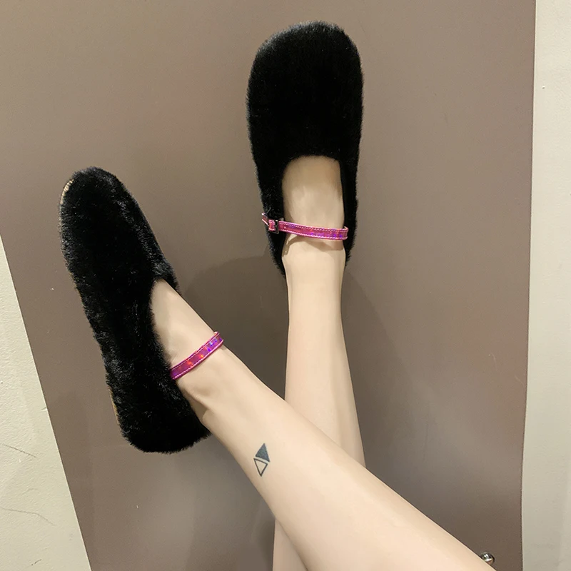 

Winter Shoes Women Casual Female Sneakers Modis Slip-on Round Toe Soft Loafers Fur Shallow Mouth 2020 New Slip On Comfortable