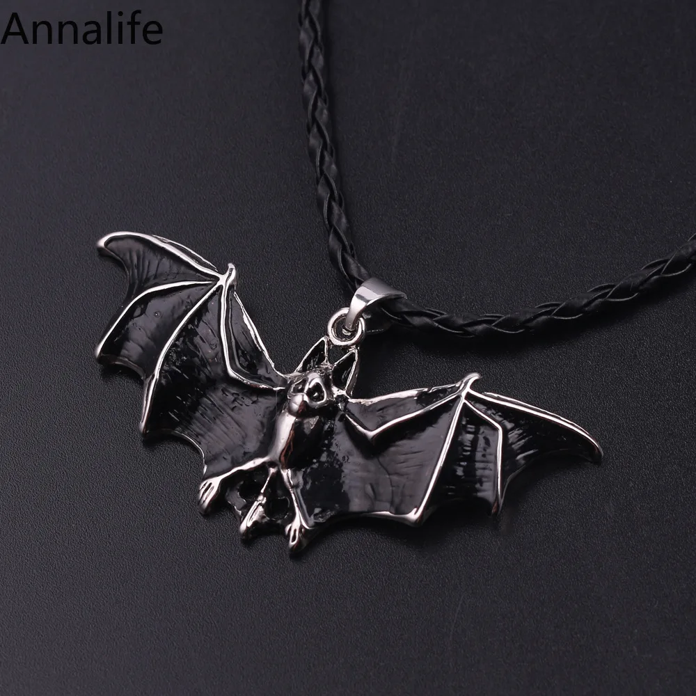 Новинка 2019 винтажное кожаное ожерелье в стиле панк с подвеской летучая мышь