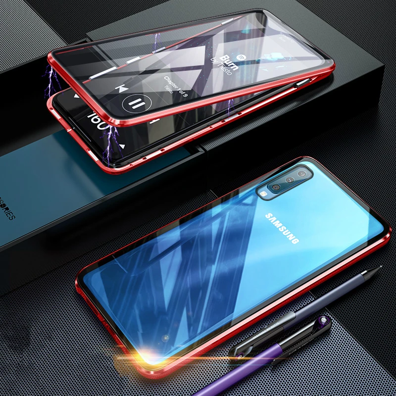 Чехол для Samsung Galaxy A10S A20S 360 двухсторонний металлический магнитный стеклянный