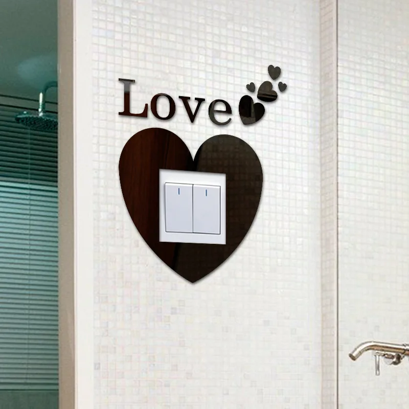 Наборы акриловых 3D зеркальных отражающих наклеек для выключателей декоративные