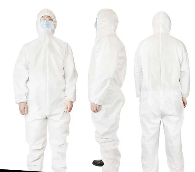 

Disposable White Hazmat Suit Long Coverall Hospital Safety Clothing Protection Protective Disposable Clothing Avoid Dust Spray