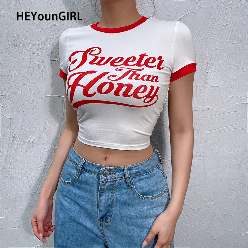 Женская футболка с коротким рукавом Повседневная белая облегающая буквенным