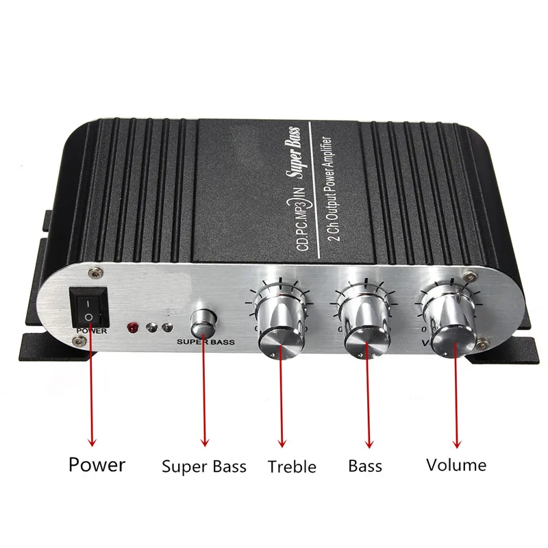Автомобильный усилитель 12V Мини Hi-Fi 2,1 автомобильный усилитель MP3 MP4 стерео аудио плеер Авто звуковой разъем Усилитель-сабвуфер для mp3 PC DVD проигрыватель компакт-дисков