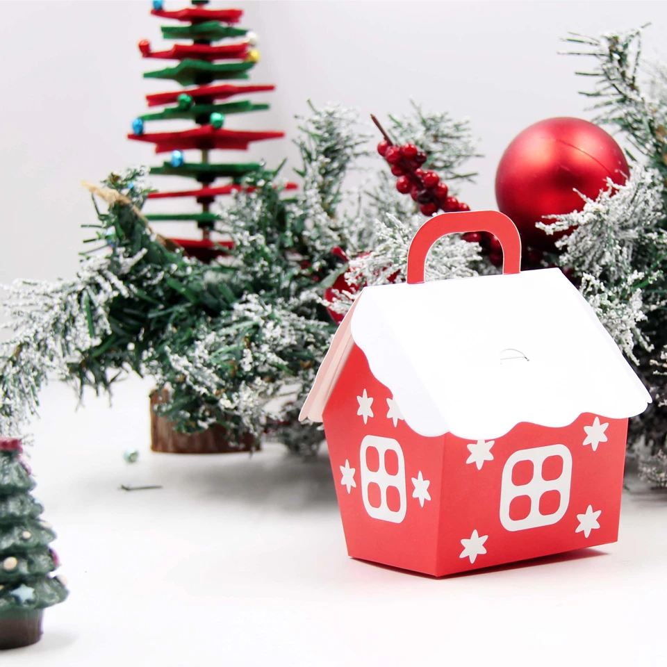 5 шт. Рождественский домик форма подарочные пакеты для конфет Рождественская