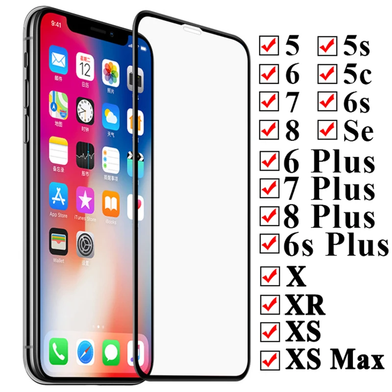 Закаленное стекло для iPhone X XS XR Max 8 7 6 5 Plus защита экрана Aiphone Aifon 6S SX RX Xmax Xsmax Tremp лист
