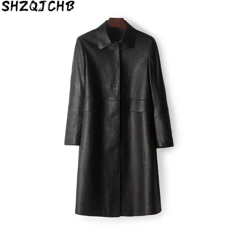 

JCHB 2021 Genuine Leather Jacket Women Spring Autumn Sheepskin Real Leather Jacket Long Coat Women Clothes Chaqueta Mujer 9861