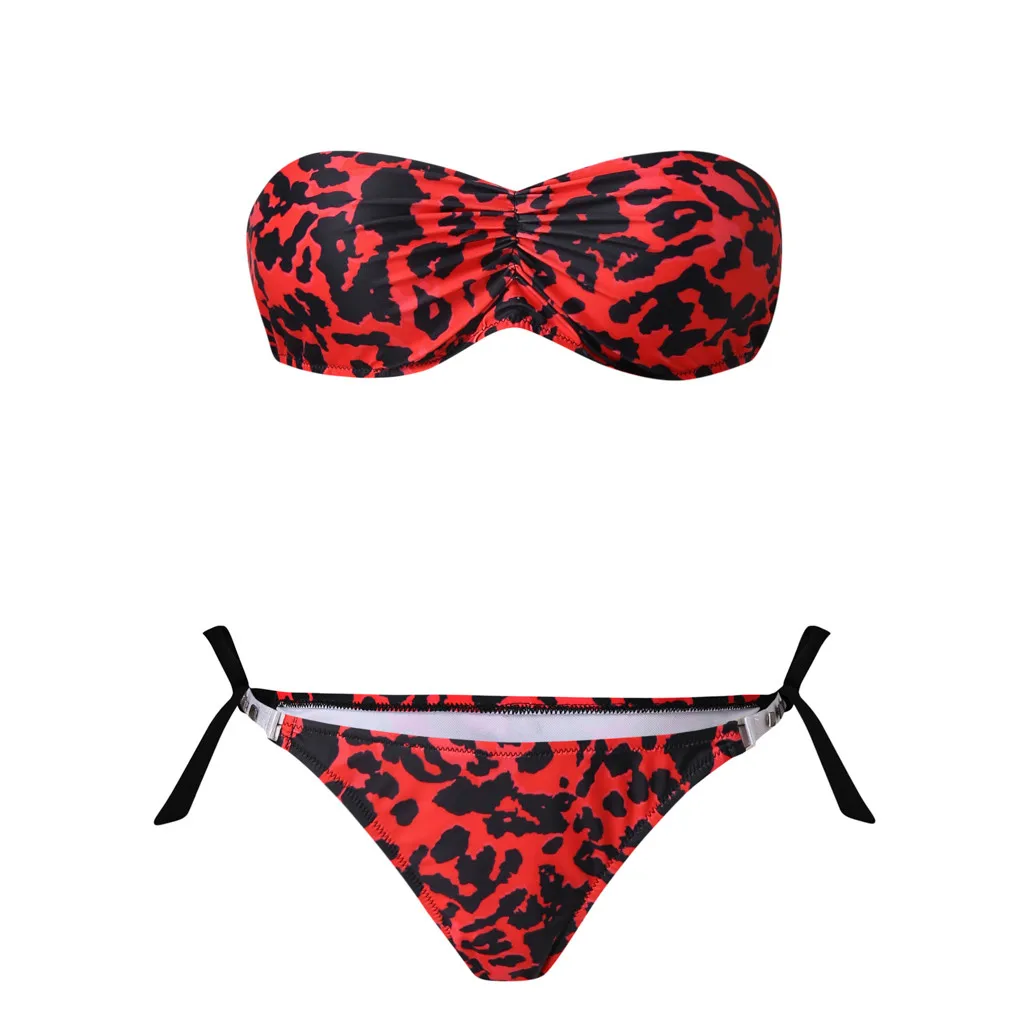 Женский модный сексуальный купальник бикини с леопардовым принтом Раздельный