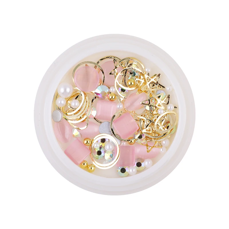 

3D Rivet Decoration Cat Eye Opal Stones Nail Art Rhinestones Accessories Crystal Nail Decorations Gold Silver Rivet Mixed F663