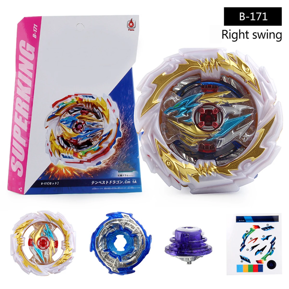 

Spinning Beyblades Burst Metal Fusion with Sparking Launcher Super King Explosion B-171 Storm Dragon Alloy Gyro Toys for Child
