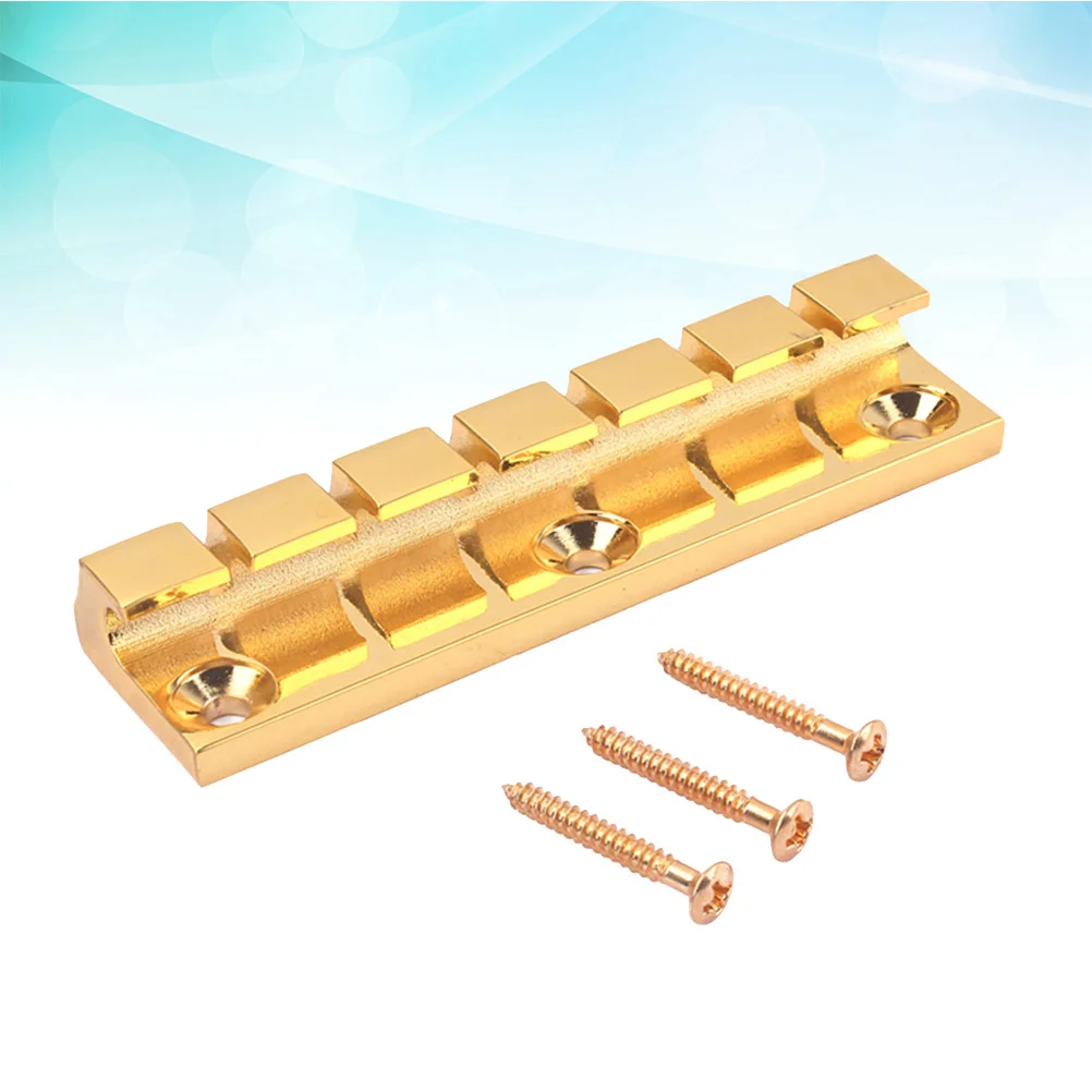 

Zinc Alloy Guitar Bridge 6 Strings Saddles Hardtail Metal Guitar Parts for Electric Guitar with 3 Screws GA819 (Golden)