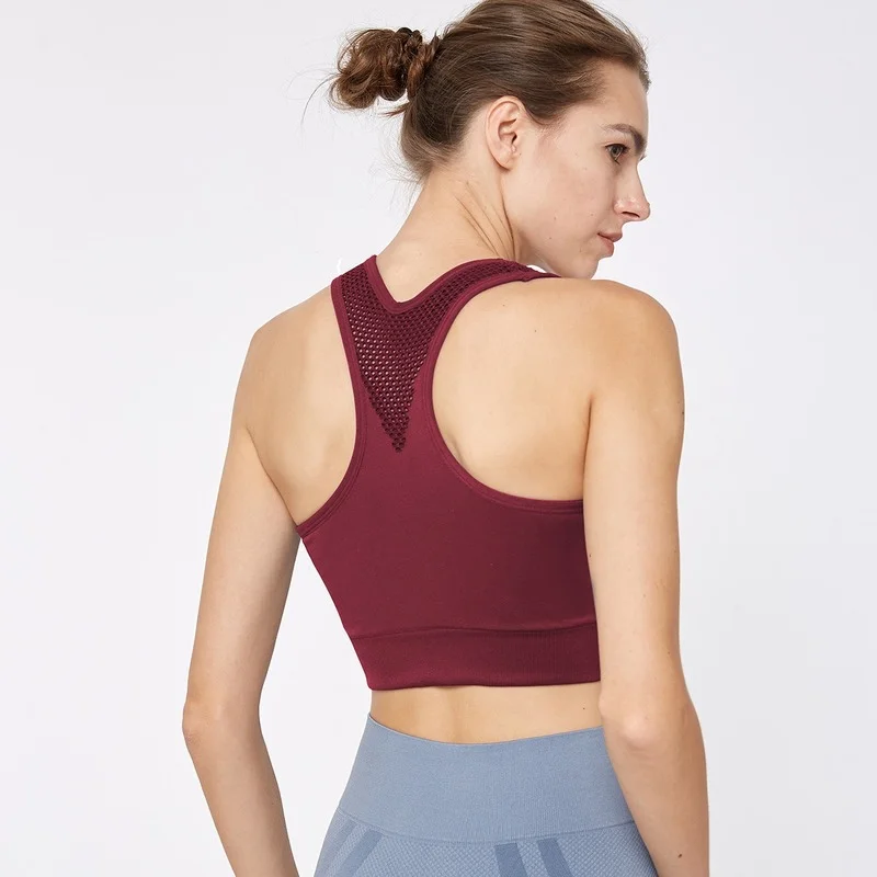 

Top Athletic Running Sports Bra Yoga Brassiere Workout Gym Fitness Women Seamless High Impact Padded Underwear Vest Tanks
