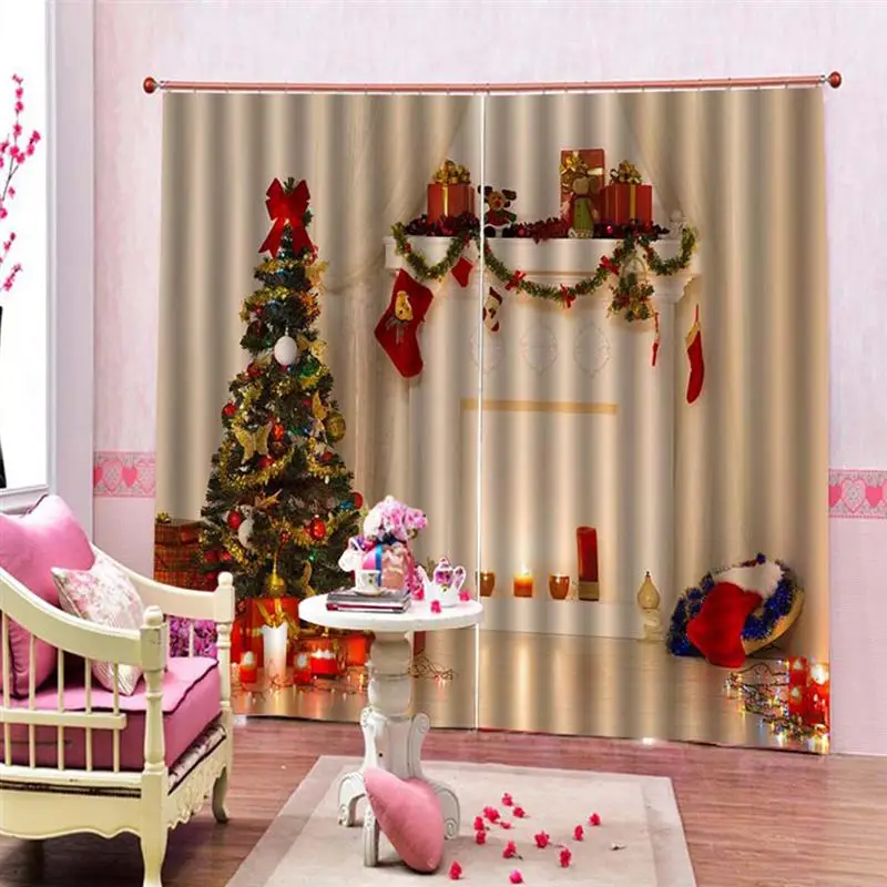 1 шт. водонепроницаемая занавеска Яркие Рождественские занавески с рисунком