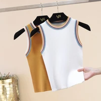 knitted vests women crop top o neck tank blusas mujer de moda spring summer new fashion female sleeveless casual thin tops y866