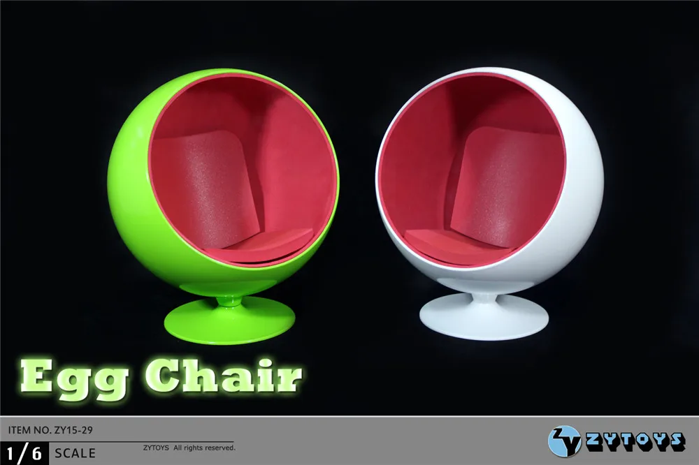 1/6 ölçekli dönebilen yumurta sandalye Mini sandalye Dollhouse minyatür mobilya oyuncaklar için 12 