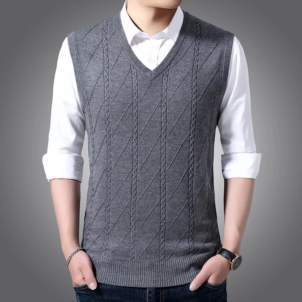 Men Sweater Vest New Fashion Brand For Mens Comfortable Pullovers Slim Knitwear Autumn Casual Clothing Male MZB001 | Мужская одежда