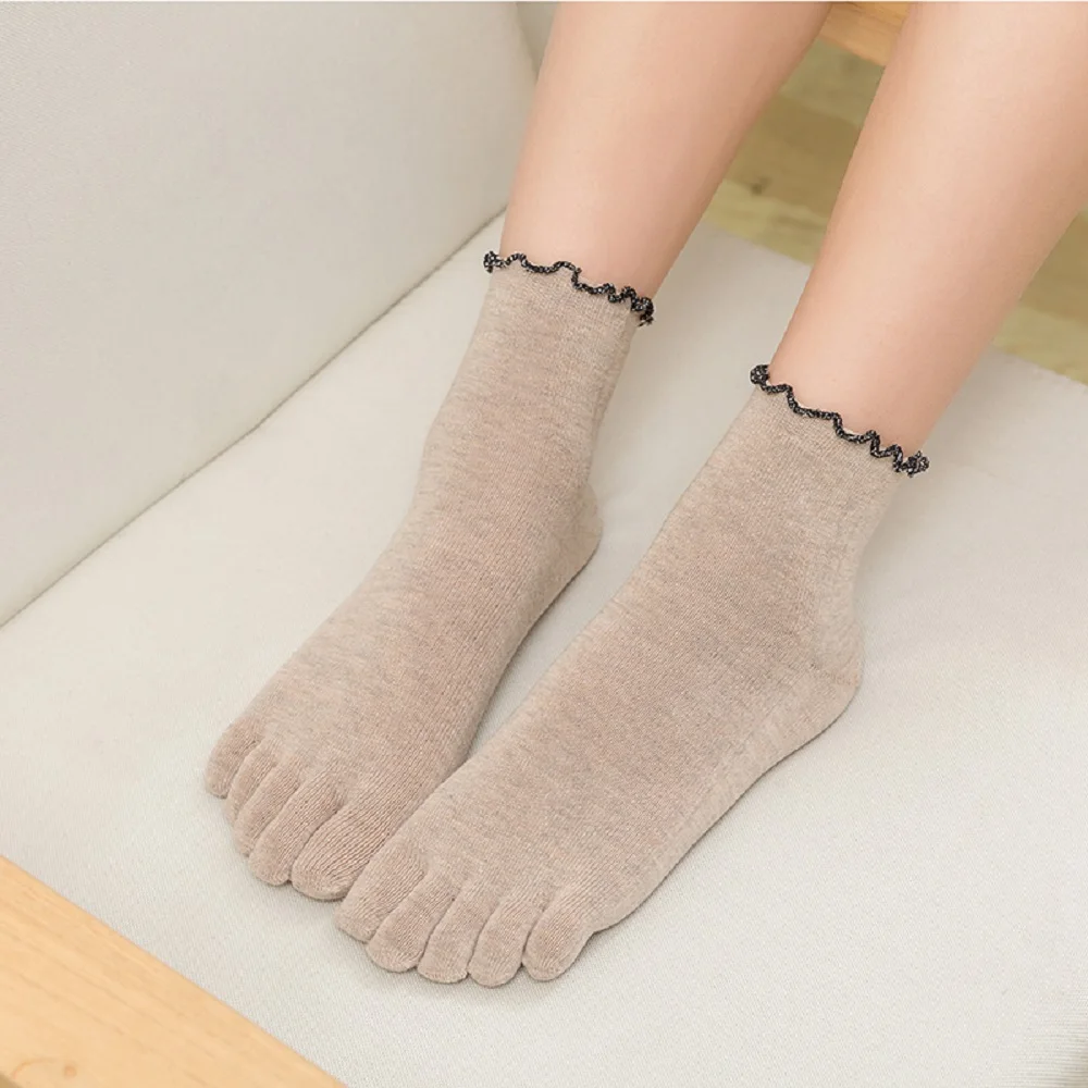 Новые носки карамельных цветов с пальцами милые короткие пятью для девочек