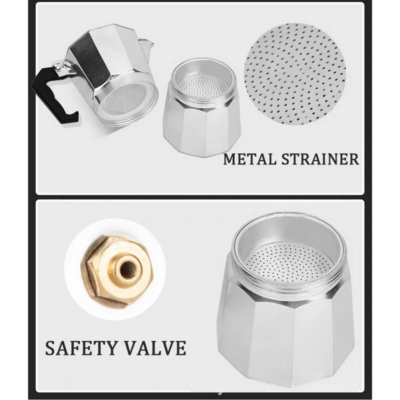 

Aluminum Coffee Maker Durable Cafeteira Expresso Percolator Pot Home Office Durable Espresso Maker Practical Moka Coffee Pot