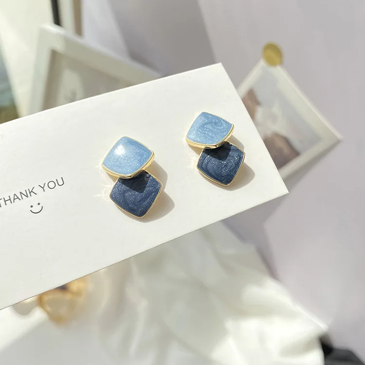 

Geometric Contrast Earrings No Hole Ear Clips Simple Blue Clip Earring Without Piercing Minimalist Earrings Jewelry CE425