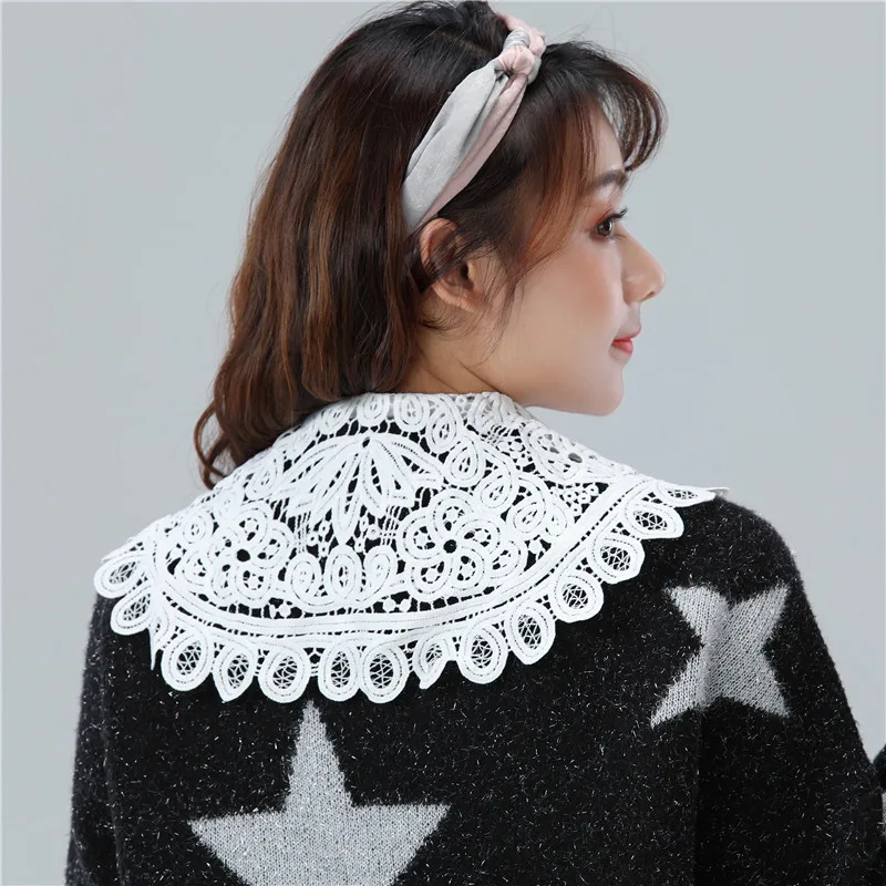 Linbaiway цветочный кружевной фальшивый воротник для женщин свитер половинная