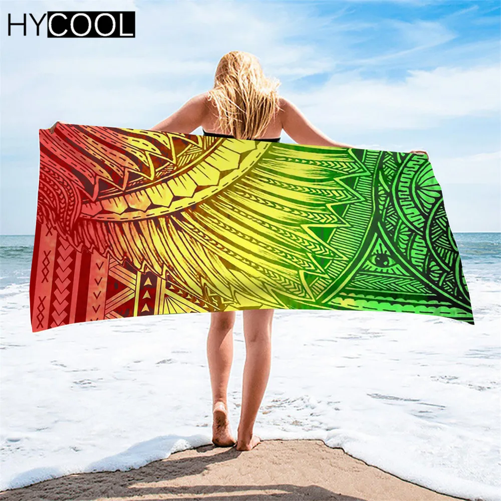 

New Style Gradient Ethnic Polynesian Print Beach Towel For Adult Quick Dry Swimming Surf Shower Towel Travel Yoga Beach Blanket