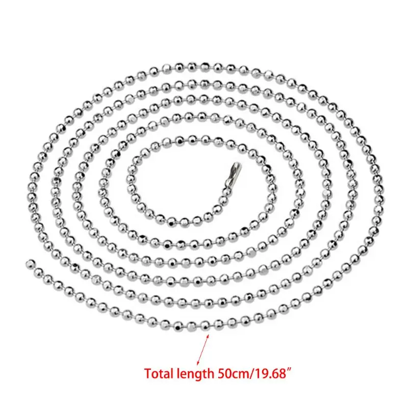 

50 Ball Chain Necklace for Men 24 inches Nickel Plated 2.4mm Ball Bead Chain Adj