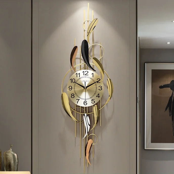 Creative Metal Vertical Wall Clock Living Room Modern Minimalist Wall Clock Luxury Bedroom Horloge Murale Home Watch EB50WC