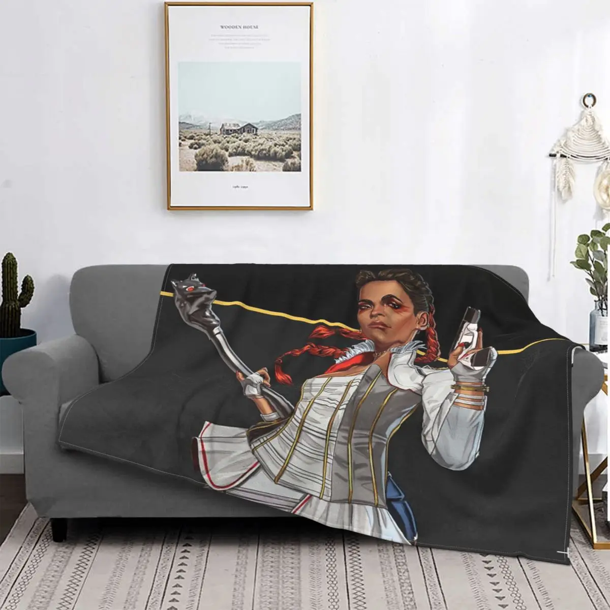 

Loba Apex Legends-colcha a cuadros, manta suave, funda de cama, cojín de 200x160