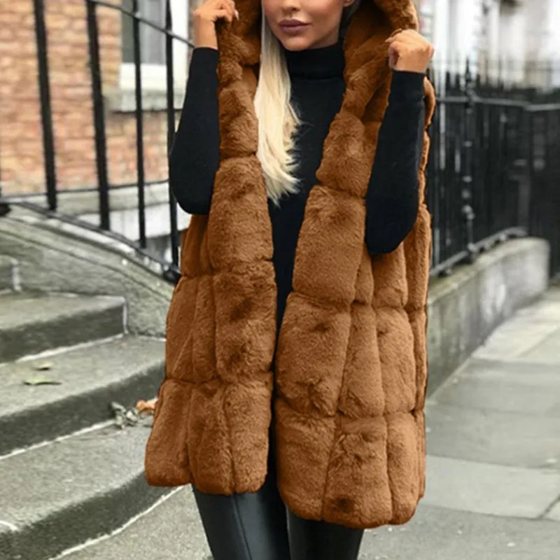 

Теплый Женский Длинный жилет, сезон осень-зима 2021, повседневная женская куртка без рукавов, однотонный безрукавка большого размера для женщ...