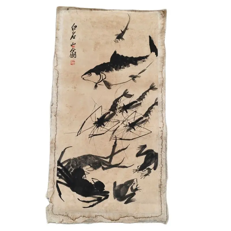 

Китайская ранняя коллекция старых фотографий Qi Baishi (рыба, креветка и краб) Семейная коллекция