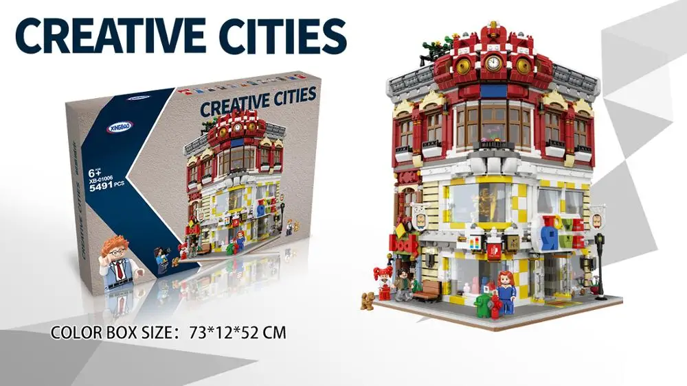 

XingBao 01006 Creative MOC City Series Toys and Bookstores Set Model Kit Building Blocks Bricks Toys For Children Lepining Gift