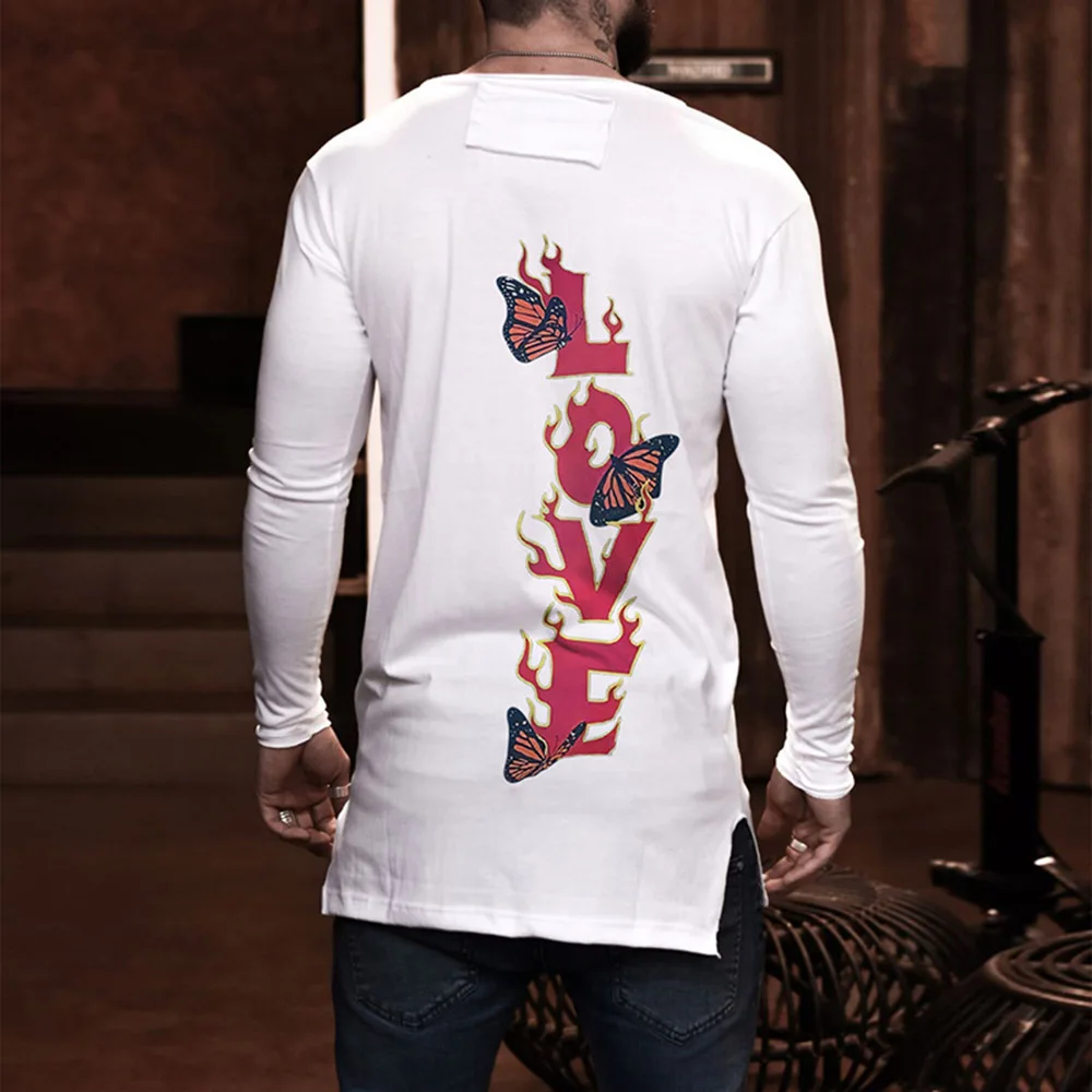 

Футболка мужская с длинным рукавом, круглым вырезом и принтом