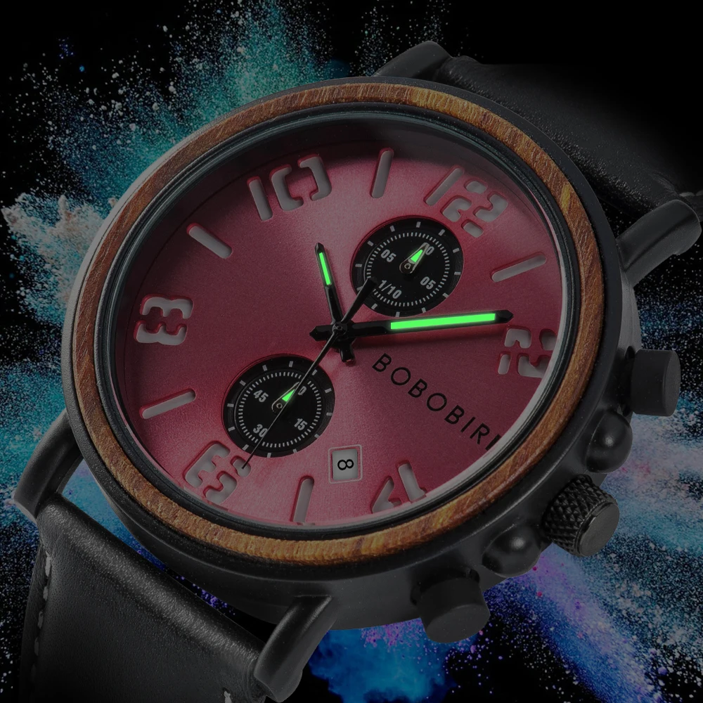 Montre homme бренд BOBO BIRD Дата хронограф из натуральной кожи ремешок мужские часы дропшиппинг подарочная коробка