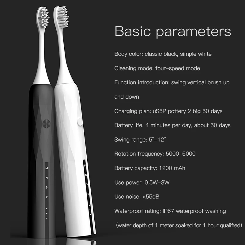 

Sonic Electric Toothbrush Ultrasonic tooth cleaner Adult Ultrasonic Automatic Smart toothbrush Whitening Teeth IPX7 Waterproof