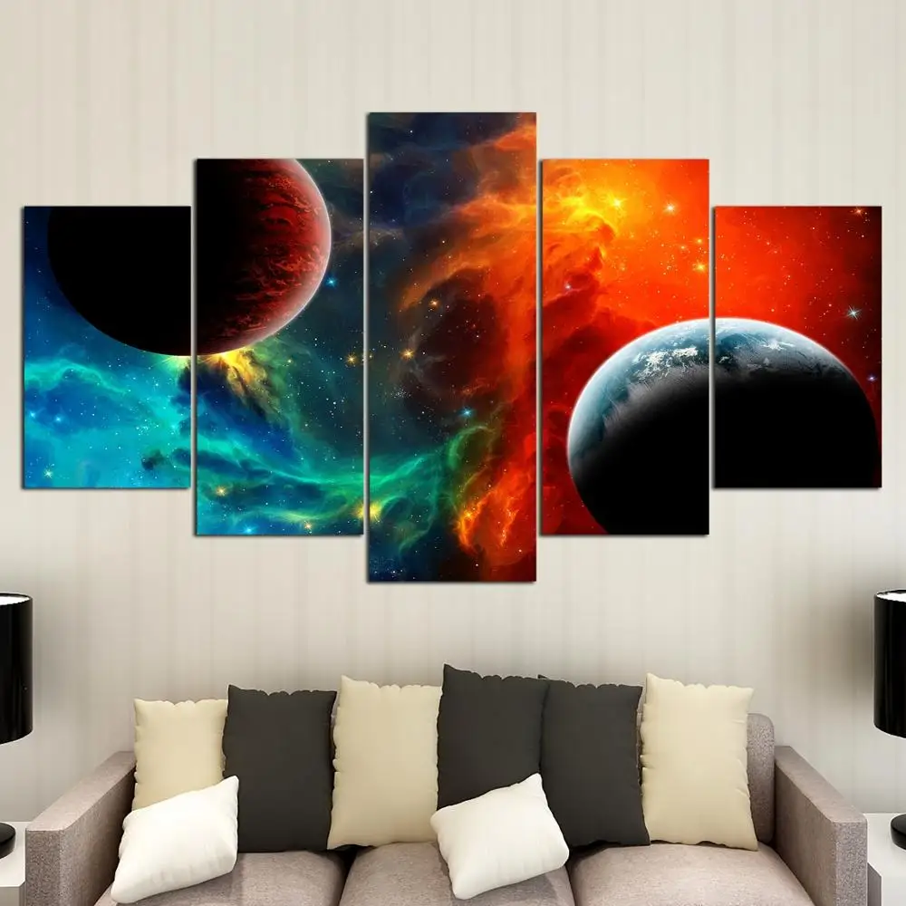 Холст HD печатные фотографии стены искусства 5 шт. Вселенная Планета Земля