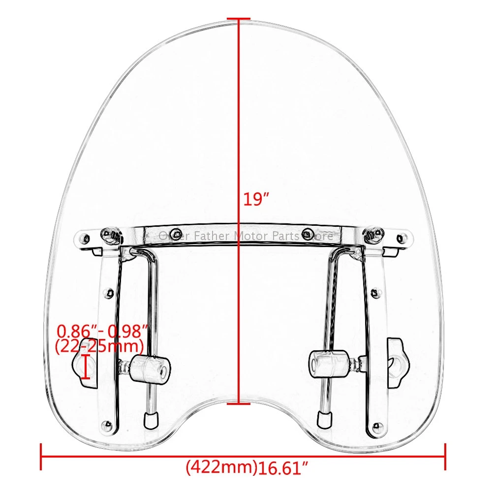 

19'' Motorcycle Handlebar Windshield Windscreen Universal Clear Wind Deflector For Harley Sportser Softail Yamaha Kawasaki Honda