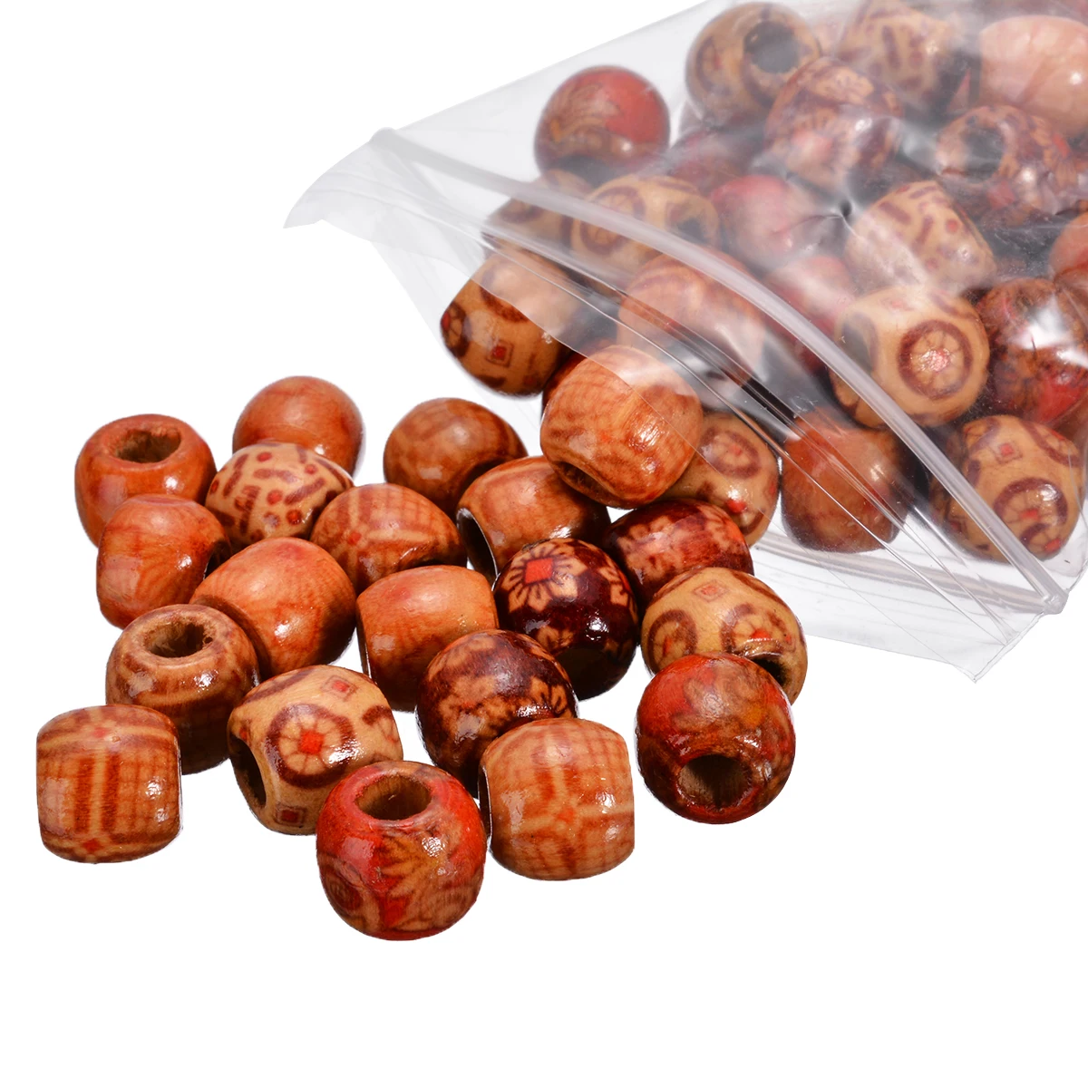 200pcs12mm большое отверстие Бохо деревянные бусины DIY смешанные разбросанные для