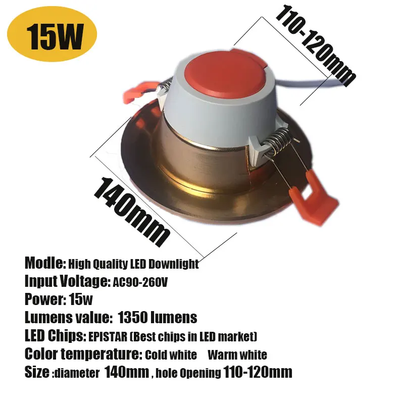 Led Downlight 15W Focos Led Techo Светодиодный светильник Точечный светильник 15 Вт 12 Вт 9 Вт 5 Вт 3 Вт круглый встраиваемый светильник 220 в 230 в 240 В потолочный светильник для спальни и кухни - Испускаемый цвет: Led Downlight 15W