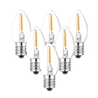 C7 светодиодный ные лампы 0,5 Вт светодиодсветодиодный ночные светильник пы с нитью накаливания E12 Candelabra прозрачные стеклянные лампы-свечи теплый белый 2700K для гирлянсветильник s