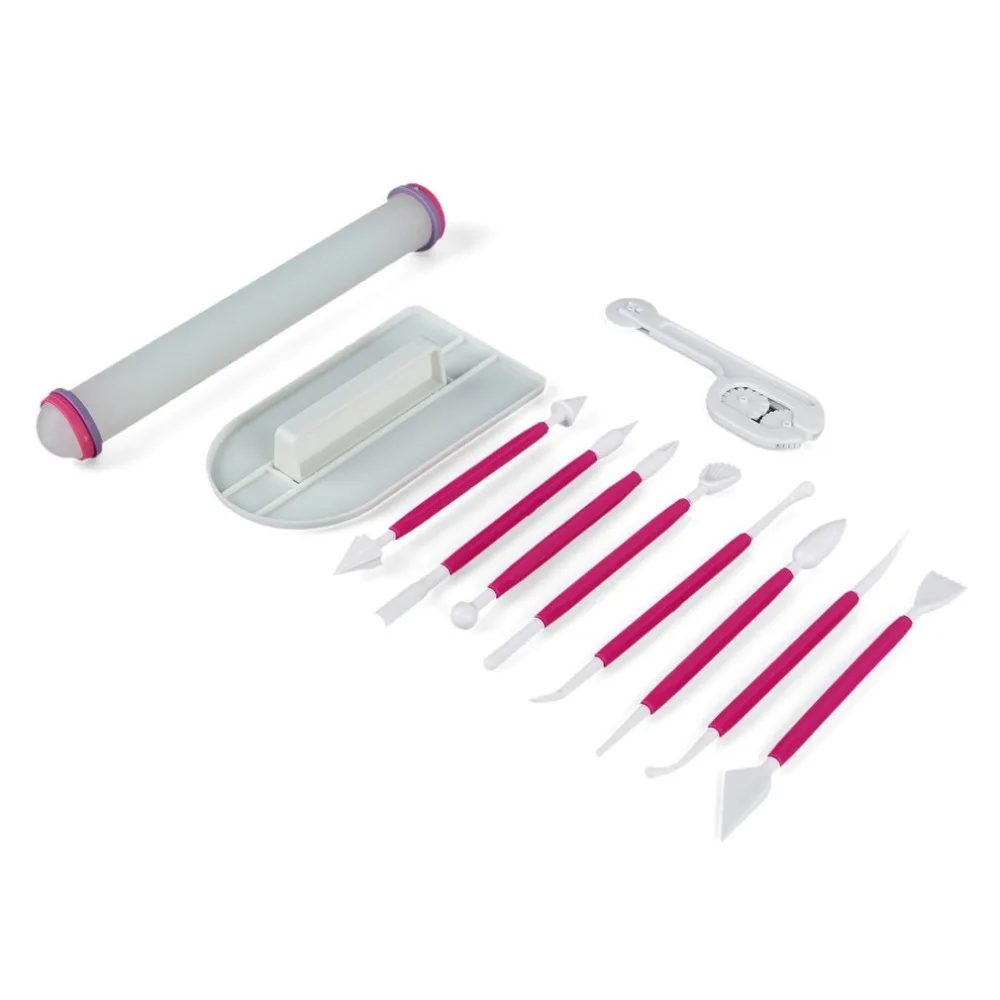 11 шт./компл. сахара глазурь гладкой Fondant (сахарная) резак тиснения скалка для